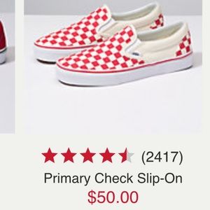 NWT size 8 slip on red checkered vans!